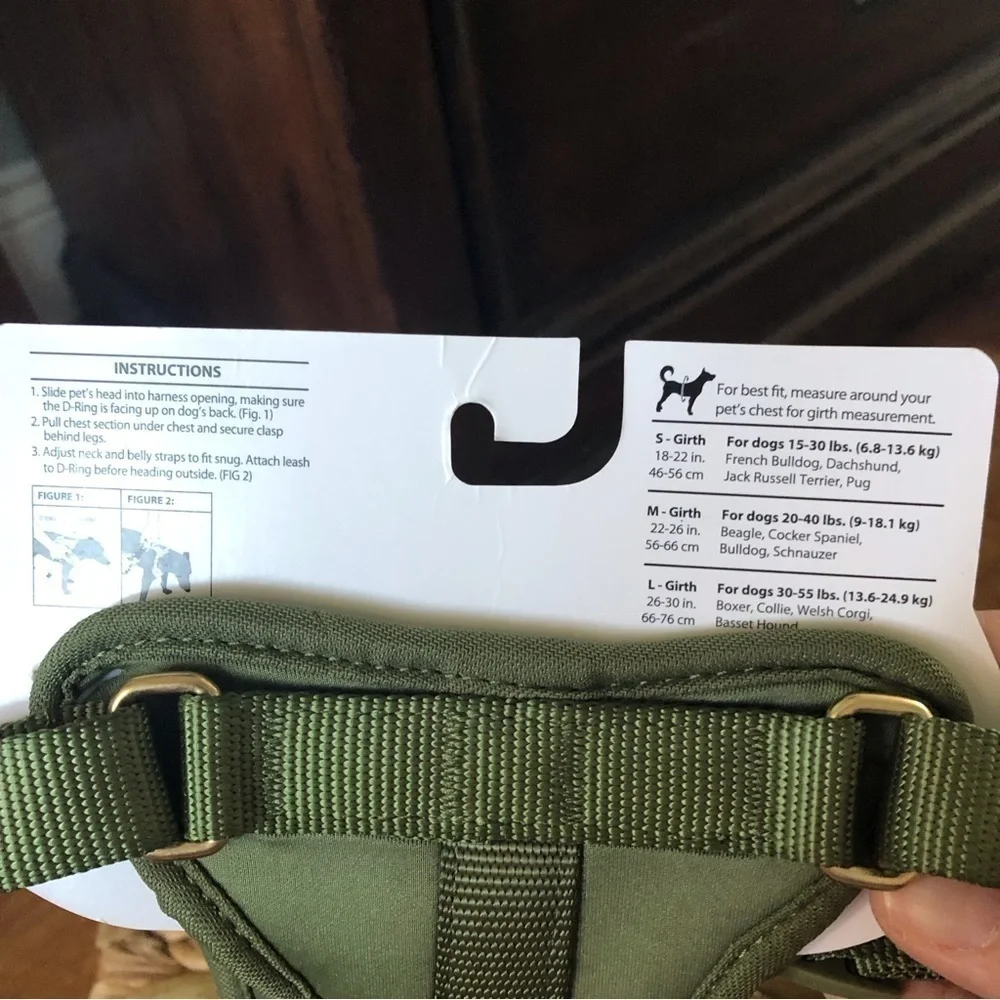 Sonoma green stretch pet clip-in harness in size M